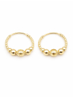 Boucles d’Oreilles Créoles Perles Dorées Plaqué Or 18K – Anneaux Élégants et Texturés