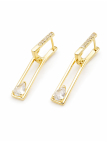 Boucles d’Oreilles Pendantes Géométriques Plaqué Or 18K et Zirconium