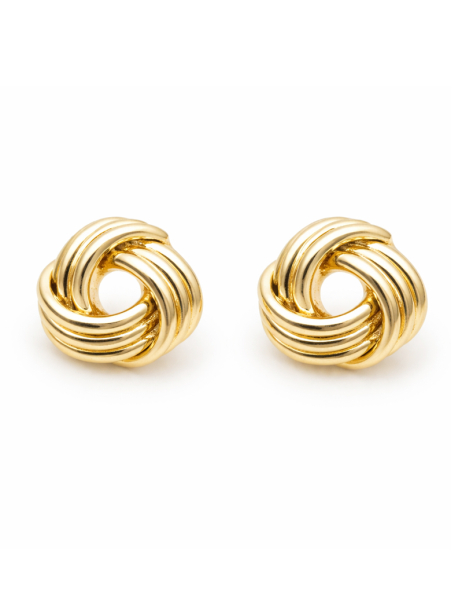 Boucles d’Oreilles Nœud Entrelacé Plaqué Or 18K – Clous Dorés Effet Tressé