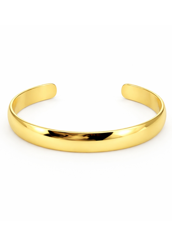 Bracelet Jonc Lisse 60 mm Plaqué Or 18K – Manchette Minimaliste Brillante