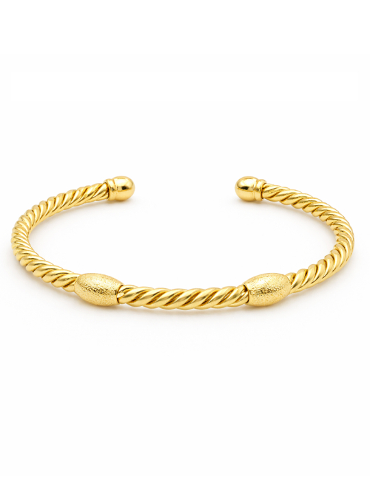 Bracelet Jonc Torsadé 60 mm Plaqué Or 18K – Manchette Corde Dorée Élégante