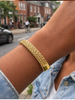 Bracelet Jonc Tressé Large Plaqué Or 18K – Diamètre 60 mm
