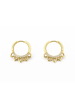 Boucles d’Oreilles Créoles Soleil Plaqué Or 18K avec Zircons – Diamètre 20 mm