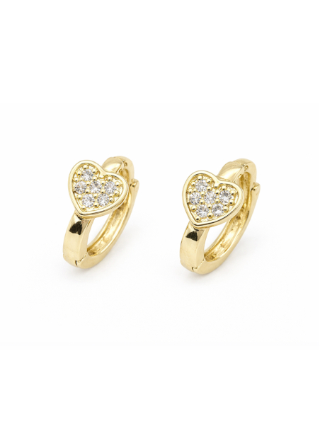 Boucles d’Oreilles Créoles Cœur Plaqué Or 18K avec Zircons – Diamètre 20 mm