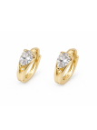 Boucles d’Oreilles Créoles Goutte Plaqué Or 18K avec Zircon – Diamètre 15 mm