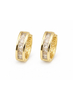 Boucles d’Oreilles Créoles Serties Zircon Plaqué Or 18K – Diamètre 15 mm