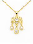 Collier Baroque Plaqué Or 18K – Pendentif 25 mm Cristaux & Chaîne 45 cm