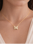 Collier Papillon Zircon Plaqué Or 18K – Chaîne 45 cm et Pendentif 15 mm
