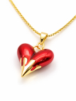 Collier Cœur Rouge Émaillé Plaqué Or 18K – Pendentif 30 mm & Chaîne 45 cm