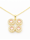 Collier Trèfle Rose Poudré Plaqué Or 18K – Pendentif 20 mm & Chaîne 45 cm