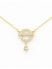 Collier Cercle Géométrique Sertie Plaqué Or 18K – Pendentif 20 mm & Chaîne 45 cm