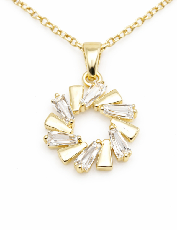 Collier Cercle Rayonnant Plaqué Or 18K – Pendentif 15 mm & Chaîne 45 cm