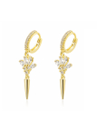 Boucles d’Oreilles Pendantes Fleur & Pointe Doré Plaqué Or