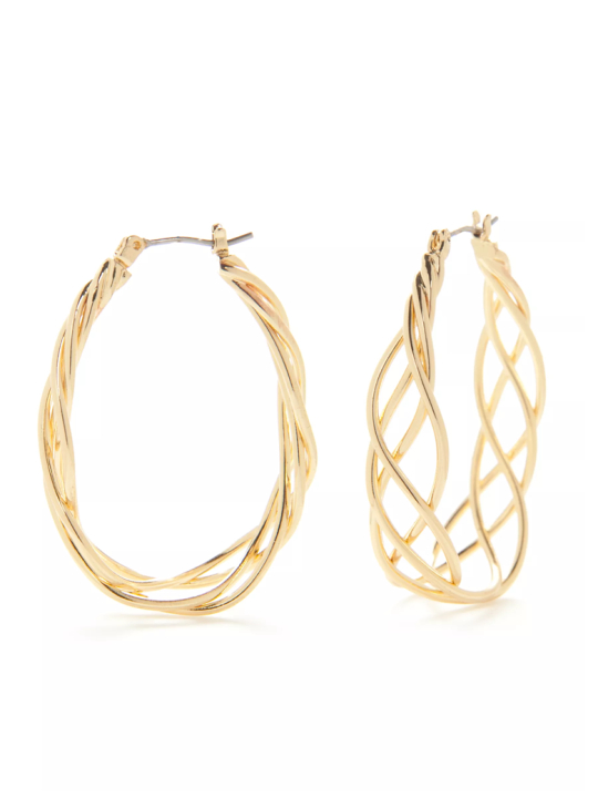 Boucles d’Oreilles Créoles Entrelacées Dorées Plaqué Or