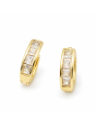 Boucles d’Oreilles Créoles Pavées Zirconium Doré en Plaqué Or