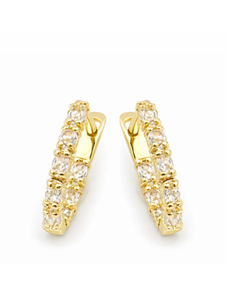 Boucles d’Oreilles Rectangulaires Pavées Doré en Plaqué Or