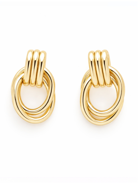 Boucles d’Oreilles Anneaux Entrelacés Dorées Plaqué Or 18K – Hauteur 30 mm