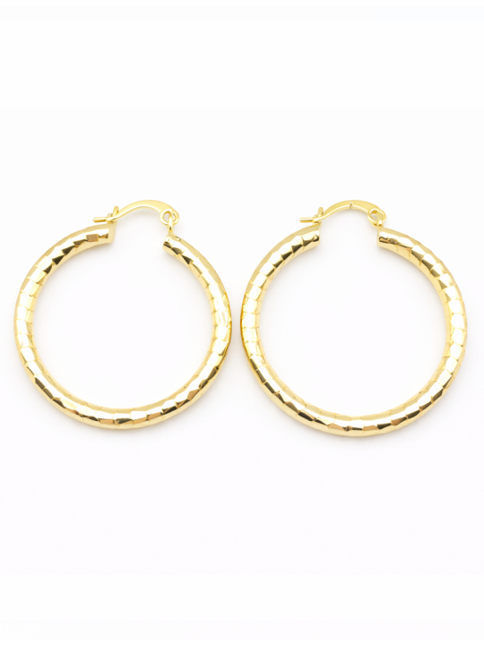 Créoles Facettées Dorées Plaqué Or 18K – Diamètre 35 mm