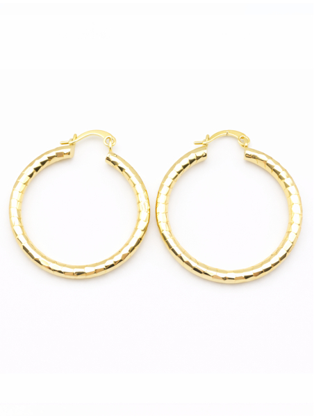 Créoles Facettées Dorées Plaqué Or 18K – Diamètre 35 mm