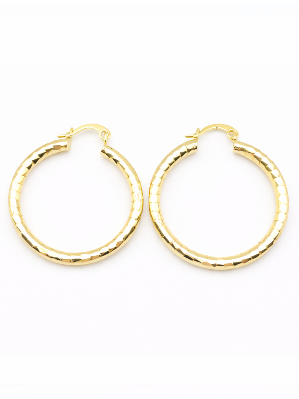 Créoles Facettées Dorées Plaqué Or 18K – Diamètre 35 mm