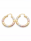 Créoles Tressées Multicolores Dorées Plaqué Or 18K – Diamètre 35 mm