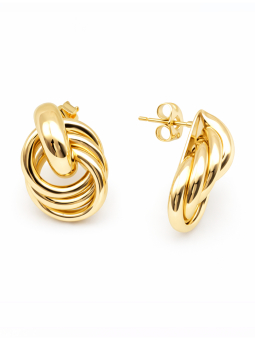 Boucles d’Oreilles Entrelacées Volumes Dorées Plaqué Or 18K – Hauteur 25 mm