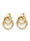 Boucles d’Oreilles Doubles Anneaux Texturés Dorées Plaqué Or 18K – Diamètre 35 mm